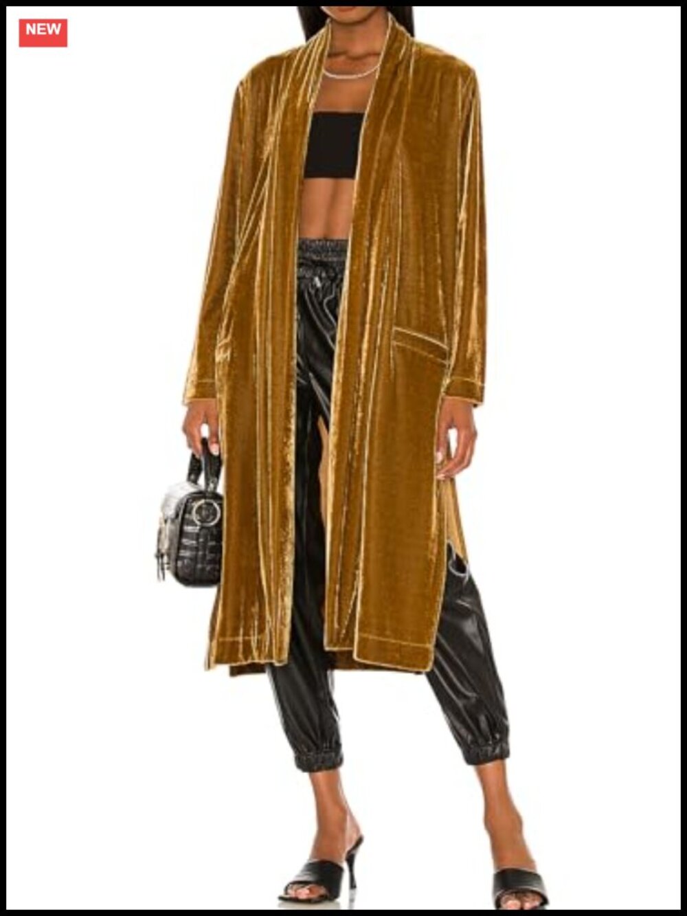 Velvet Long Cardigan Duster Coat Open Front Loose Casual Jacket with Pockets